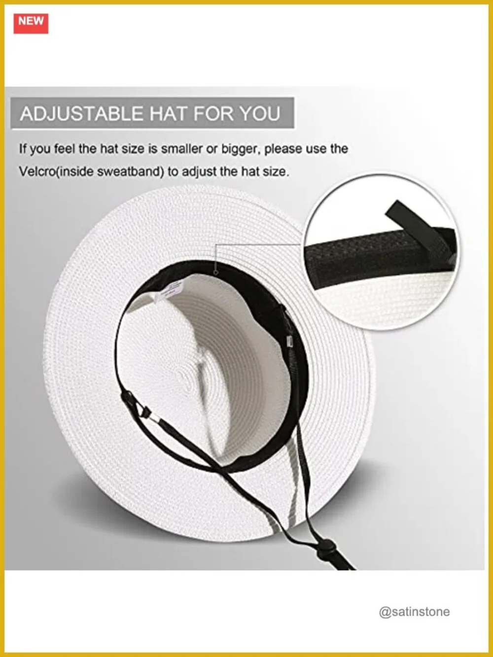 Wide Brim Straw Boater Sun Hat Foldable Packable Beach Hat